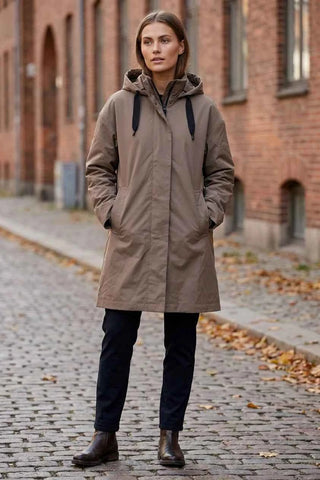 Damska brązowa parka z kapturem