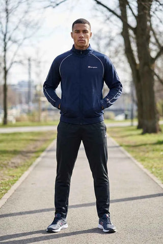 Męska Granatowa Bluza Champion ze Stójką