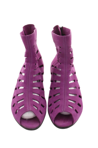 Arche Fioletowe Botki Peep-Toe z Wycięciami 100% skóra