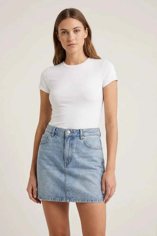 Damska Spodnica Jeansowa Mini Jasny Denim