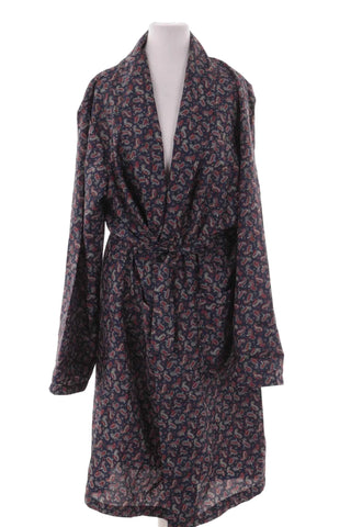 Elegancki Damski Szlafrok w Wzor Paisley Granatowy