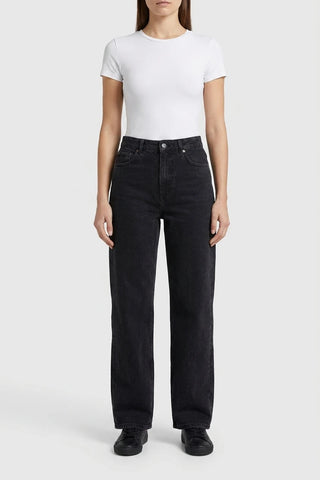 Damskie czarne spodnie Stradivarius Long Straight Fit
