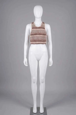 Krotki Top Halter w Paski Boho