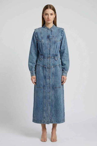 Damska Jeansowa Sukienka Maxi Vintage