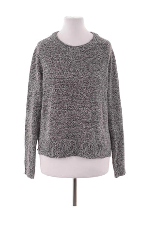 Szary Melanzowy Sweter Damski Crew Neck