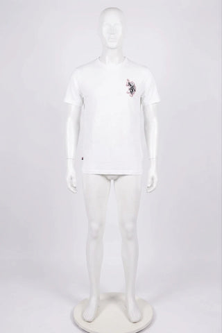 Biały męski t-shirt z krótkim rękawem