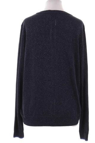 Granatowy Sweter z Ozdobnymi Guzikami