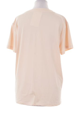 Beżowy T-shirt Damski z Nadrukiem Czarnego Kota