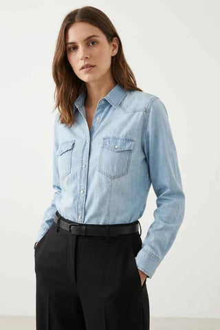 Damska Jasnoniebieska Koszula Casual