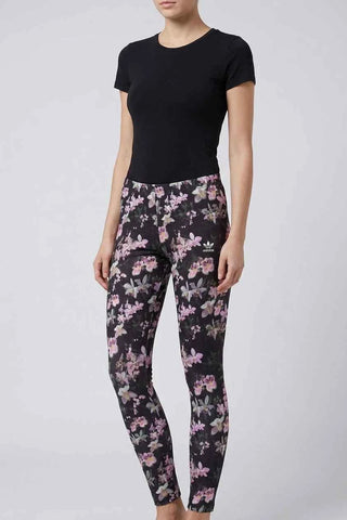 Damskie Leginsy Adidas w Egzotyczne Kwiaty