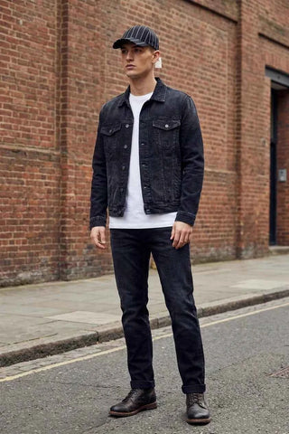Męska Czapka z Daszkiem Jack & Jones Czarna w Paski