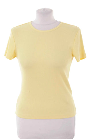 Damski Żółty T-shirt w Prążki