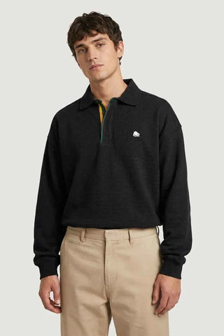Meska Czarna Bluza Polo z Emblematem
