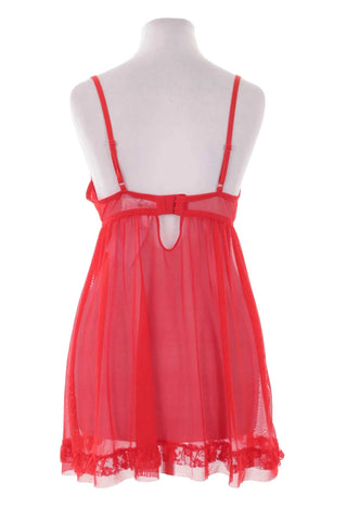 Elegancka Czerwona Koszulka Nocna Baby-doll z Koronką