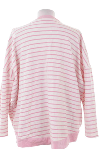 Rozowa Bluza Damska w Paski Oversize