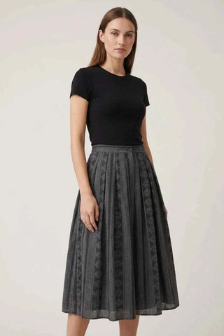 Elegancka Plisowana Spodnica Midi we Wzory
