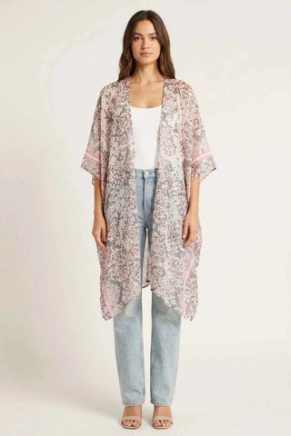 Lekkie Kimono z Różowymi Akcentami  100% modal