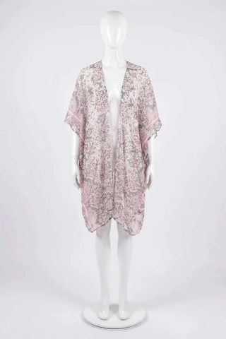 Lekkie Kimono z Różowymi Akcentami  100% modal