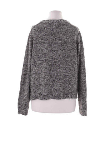 Szary Melanzowy Sweter Damski Crew Neck