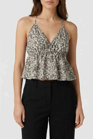 Damski top w kwiaty z dekoltem halter