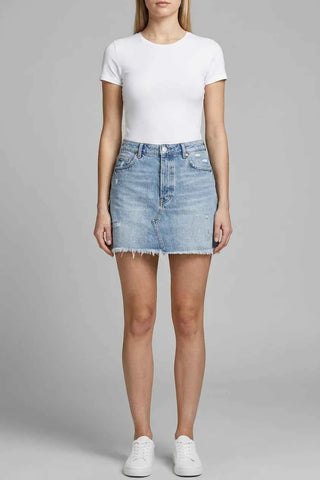 Jasnoniebieska spodniczka mini H&M z przetarciami