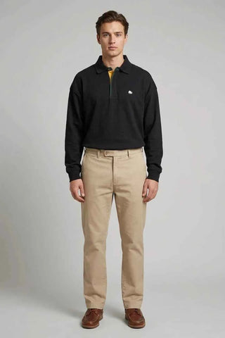 Meska Czarna Bluza Polo z Emblematem