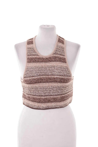 Krotki Top Halter w Paski Boho