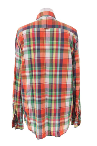 Męska Kolorowa Koszula w Kratkę Button-Down