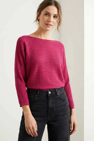 Różowy Sweter Damski z Dekoltem w Łódkę
