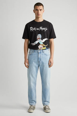 Czarny T-shirt Męski z Nadrukiem Rick and Morty