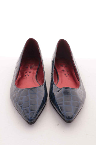 Buty niebieskie lakierowane skóra