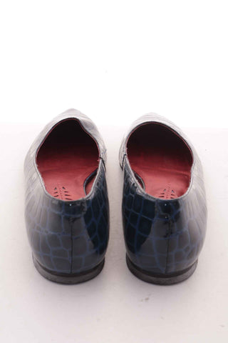 Buty niebieskie lakierowane skóra