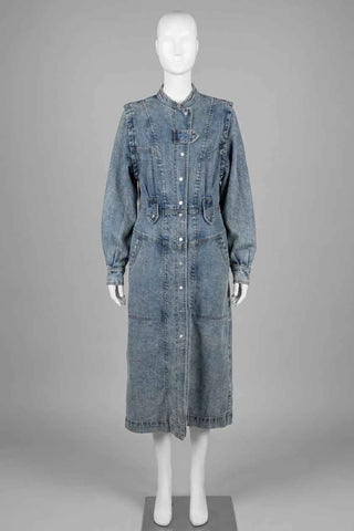Damska Jeansowa Sukienka Maxi Vintage
