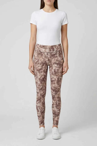 Damskie Legginsy w Kwiatowy Wzor - Brazowe
