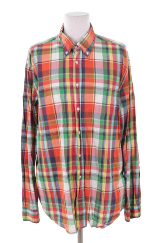 Męska Kolorowa Koszula w Kratkę Button-Down