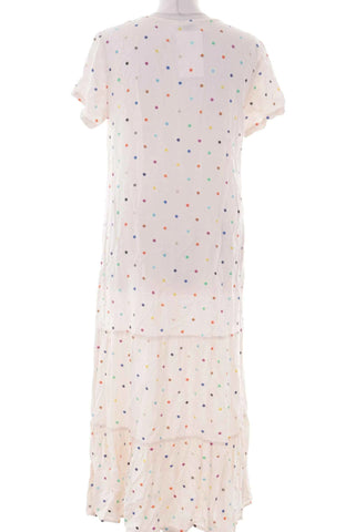 Biala Sukienka Maxi w Kolorowe Kropki