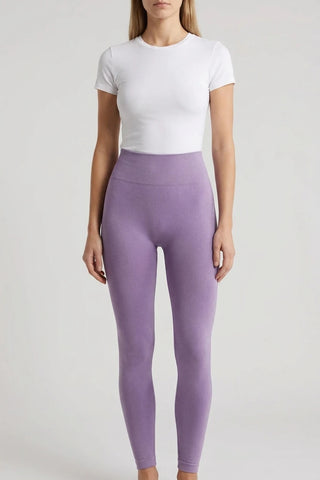 Damskie fioletowe legginsy treningowe z wysokim stanem