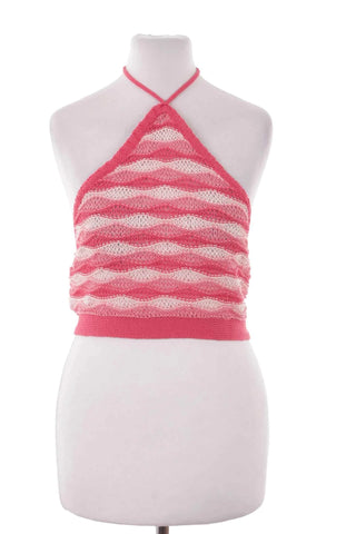 Różowy Top typu Halter o Skróconym Kroju