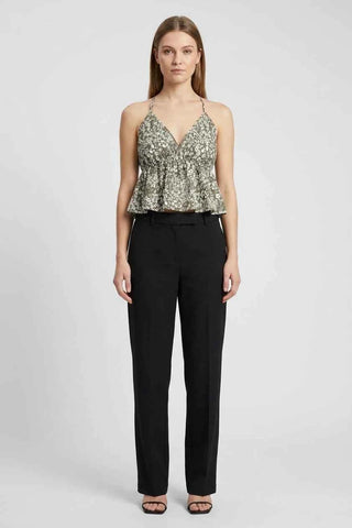 Damski top w kwiaty z dekoltem halter
