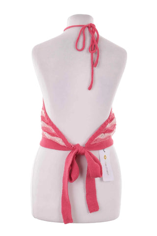 Różowy Top typu Halter o Skróconym Kroju