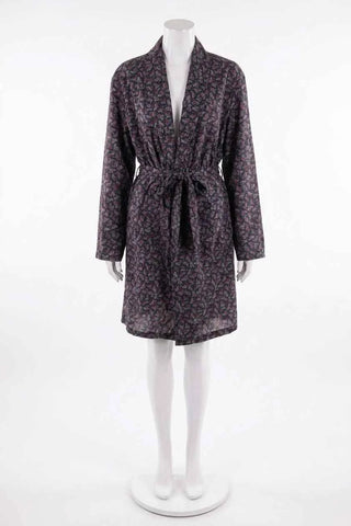 Elegancki Damski Szlafrok w Wzor Paisley Granatowy