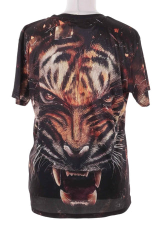 Meski Czarny T-shirt z Realistycznym Motywem Tygrysa