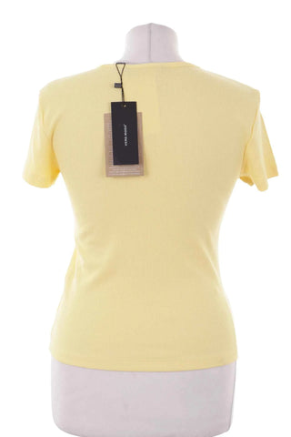 Damski Żółty T-shirt w Prążki