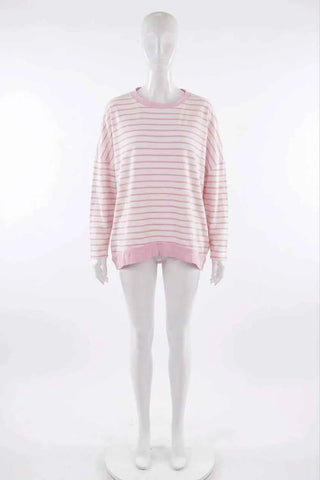 Rozowa Bluza Damska w Paski Oversize