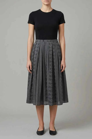 Elegancka Plisowana Spodnica Midi we Wzory