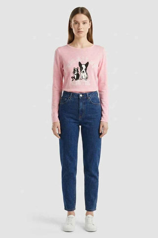 Różowy sweter damski z grafiką You Are My Bestie