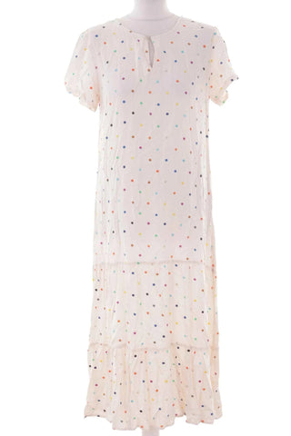 Biala Sukienka Maxi w Kolorowe Kropki