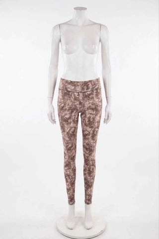 Damskie Legginsy w Kwiatowy Wzor - Brazowe
