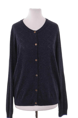 Granatowy Sweter z Ozdobnymi Guzikami