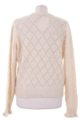 Kremowy Azurowy Sweter Damski z Guzikami